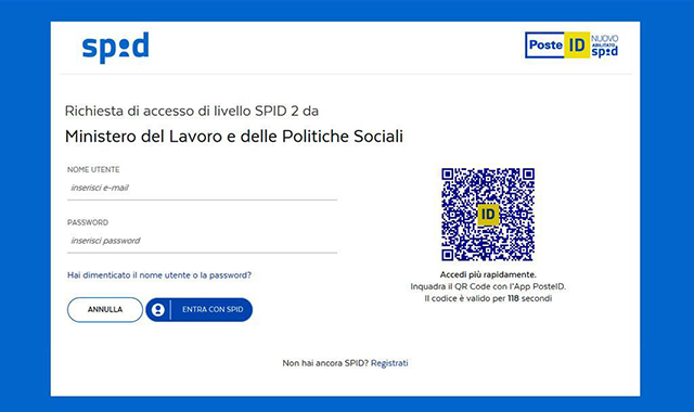 Login con QR code per SPID dall'estero